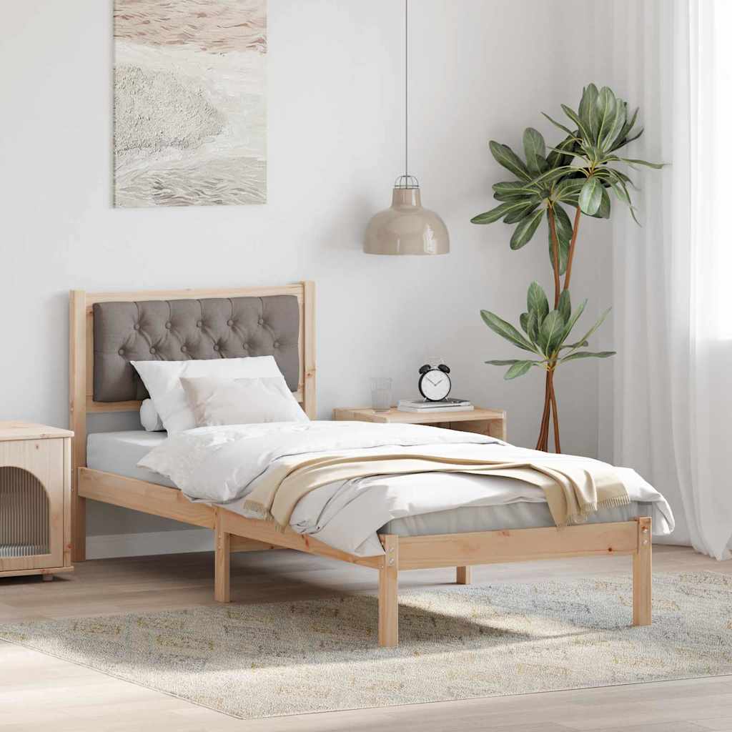 Bettrahmen mit Kopfteil Taupe 80 x 200 cm Massives Kiefernholz