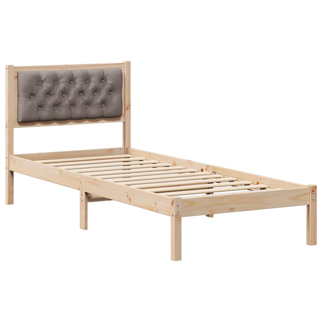 Bettrahmen mit Kopfteil Taupe 80 x 200 cm Massives Kiefernholz