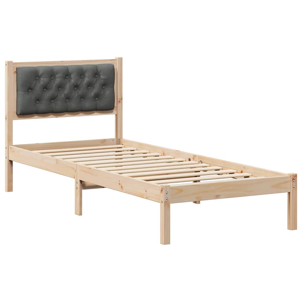 Bettrahmen Dunkelgrau 90 x 190 cm Massives Kiefernholz