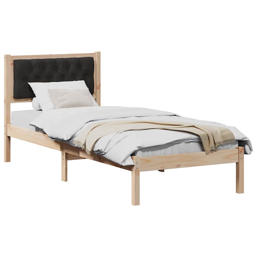 Bettrahmen Schwarz 90 x 190 cm Massives Kiefernholz