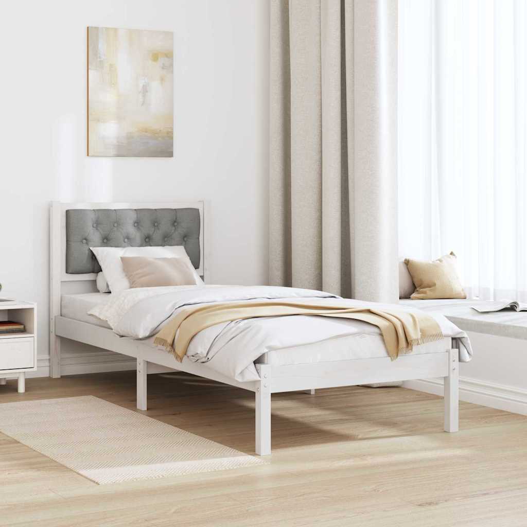 Bettrahmen Hellgrau 90 x 190 cm Massives Kiefernholz