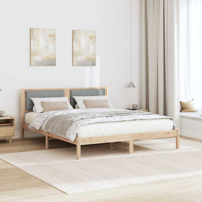 Bettgestell mit gepolstertem Kopfteil Hellgrau 160 x 200 cm