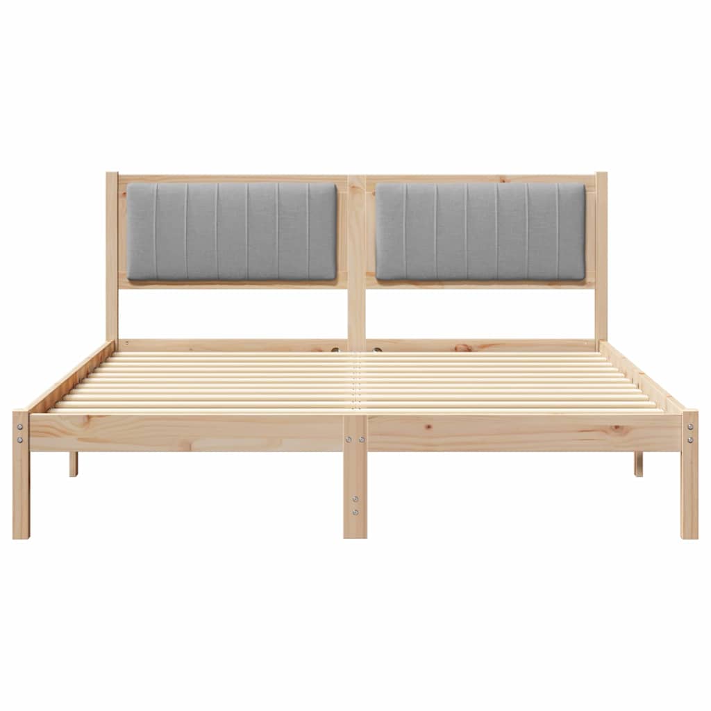 Bettgestell mit gepolstertem Kopfteil Hellgrau 150 x 200 cm