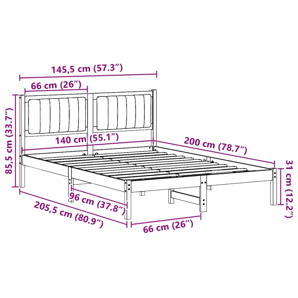 Bettgestell mit gepolstertem Kopfteil Hellgrau 140 x 200 cm