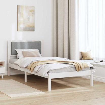 Bettgestell mit gepolstertem Kopfteil Hellgrau 90 x 200 cm