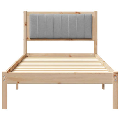 Bettgestell mit gepolstertem Kopfteil Hellgrau 90 x 190 cm
