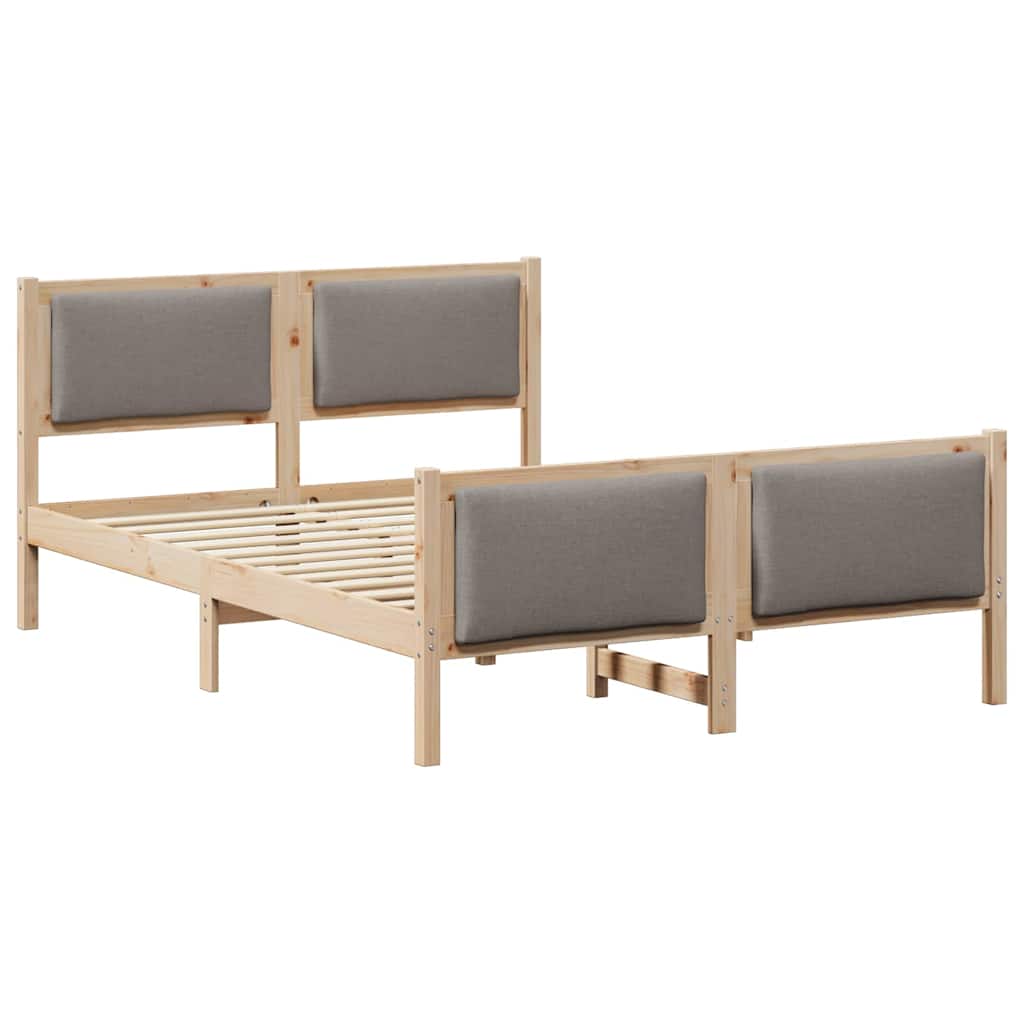 Bettrahmen mit Kopfteil Taupe 140 x 190 cm Stoff