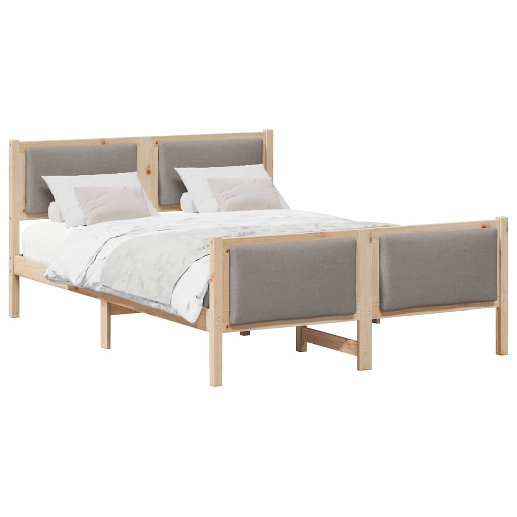 Bettrahmen mit Kopfteil Taupe 140 x 190 cm Stoff