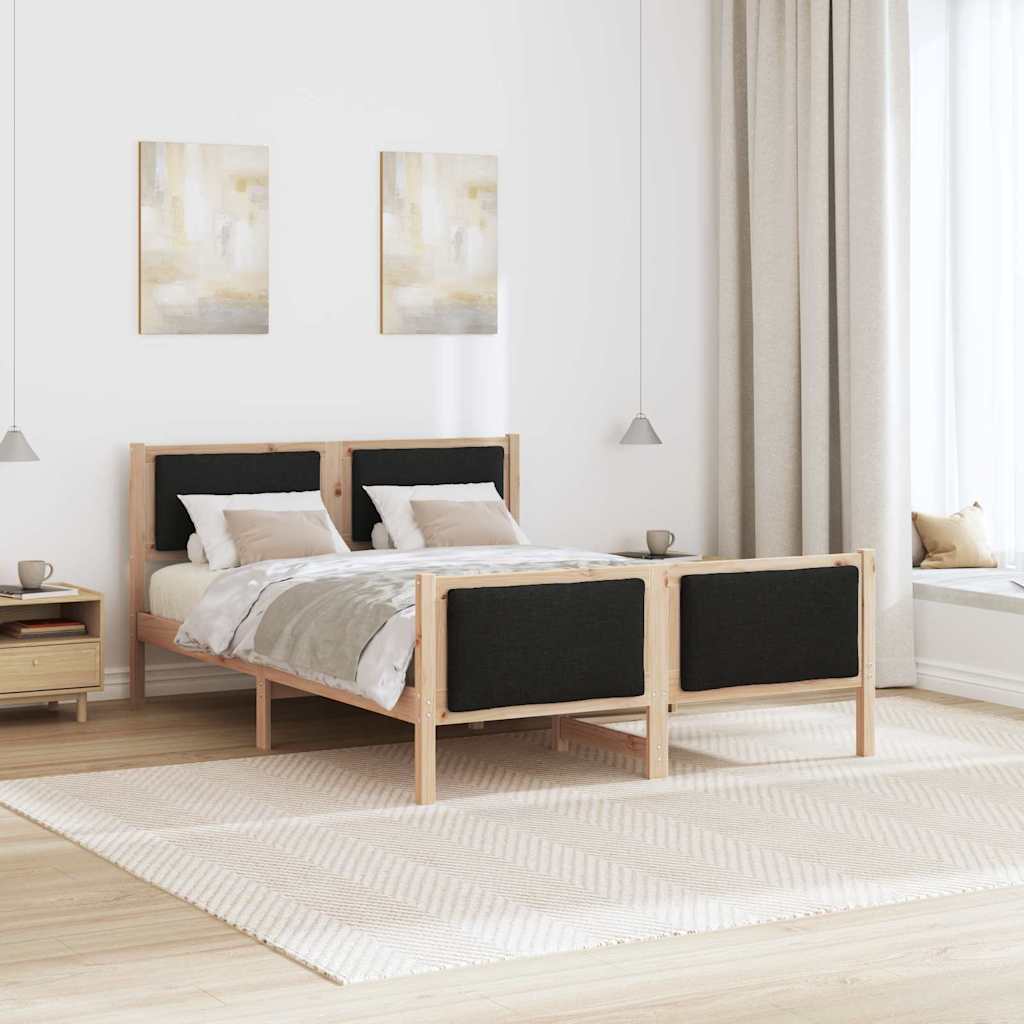 Bettrahmen mit Kopfteil Schwarz 135 x 190 cm Stoff