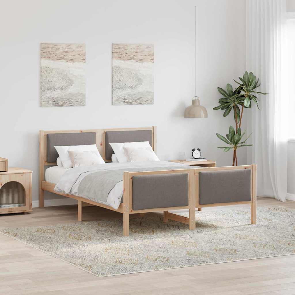 Bettrahmen mit Kopfteil Taupe 135 x 190 cm Stoff
