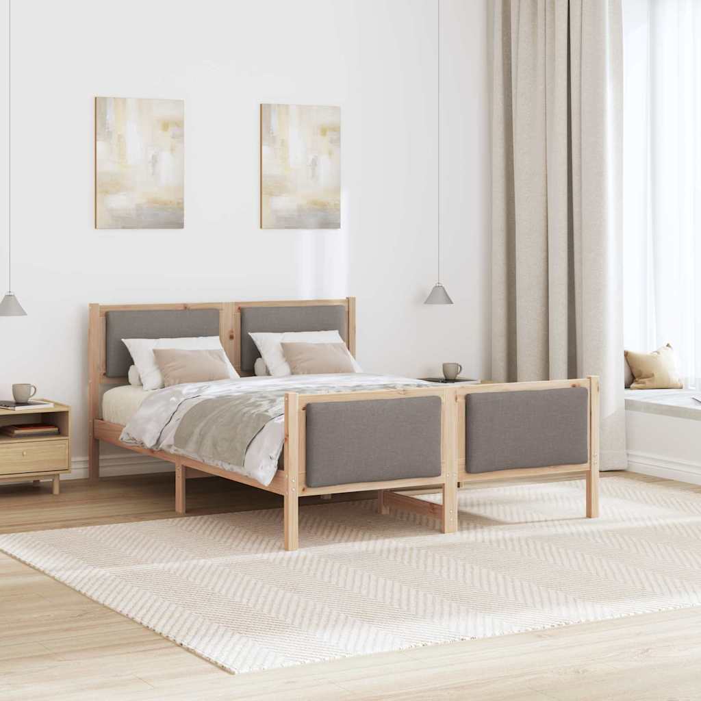 Bettrahmen mit Kopfteil Taupe 135 x 190 cm Stoff