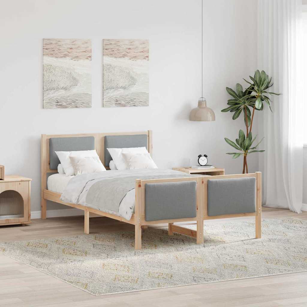 Bettrahmen mit Kopfteil Hellgrau 120 x 190 cm Stoff