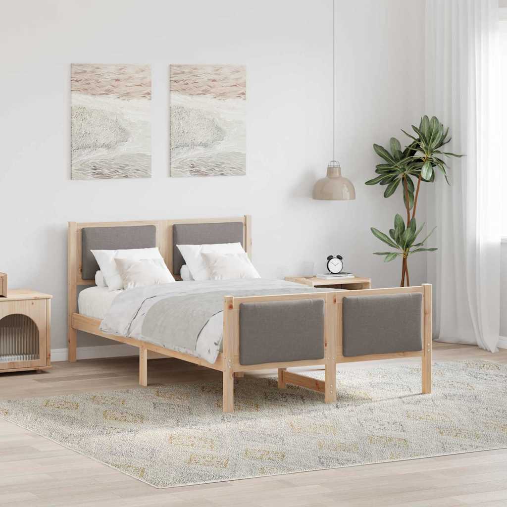 Bettrahmen mit Kopfteil Taupe 120 x 190 cm Stoff