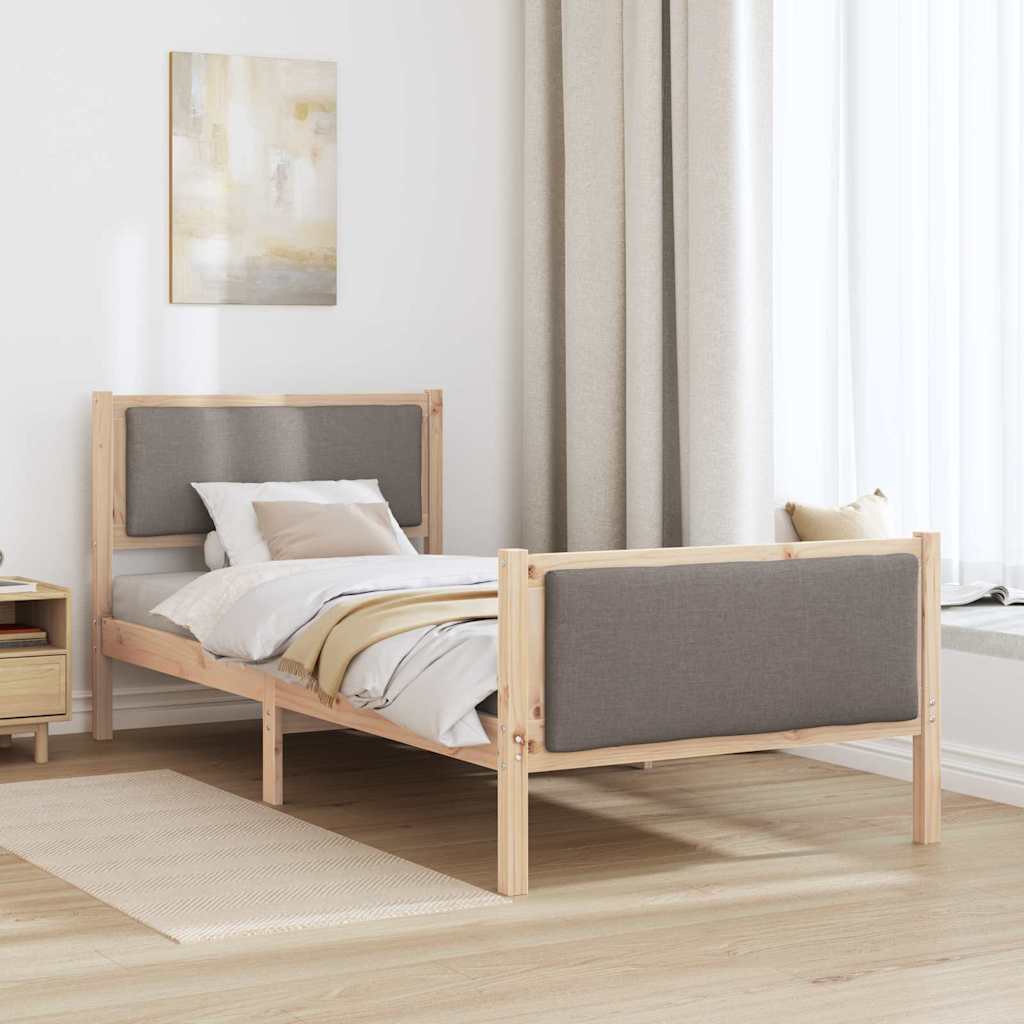Bettrahmen mit Kopfteil Taupe 90 x 200 cm Stoff