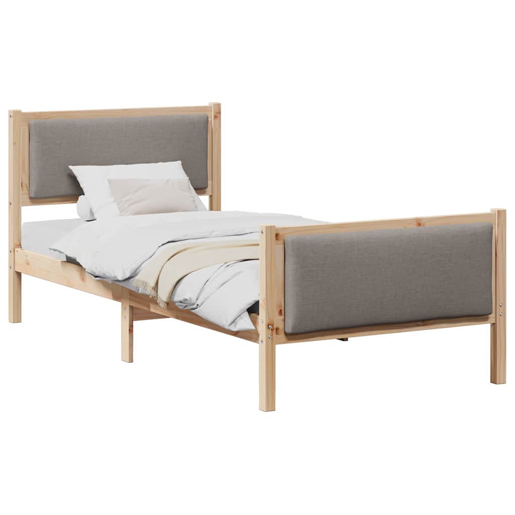 Bettrahmen mit Kopfteil Taupe 90 x 200 cm Stoff