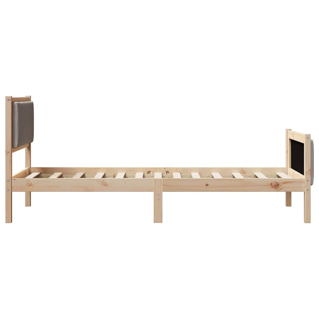 Bettrahmen mit Kopfteil Taupe 90 x 200 cm Stoff