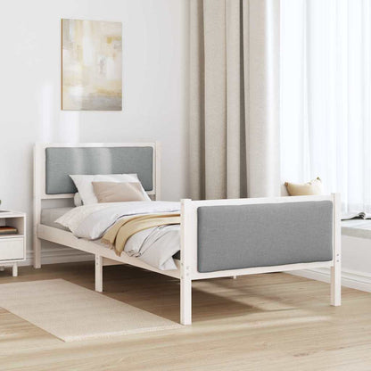 Bettrahmen mit Kopfteil Hellgrau 90 x 200 cm Stoff