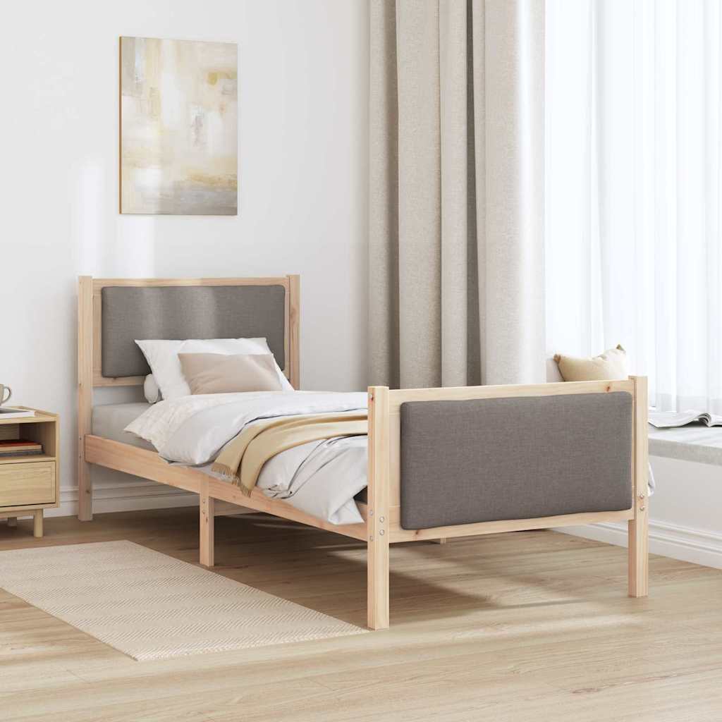 Bettrahmen mit Kopfteil Taupe 80 x 200 cm Stoff