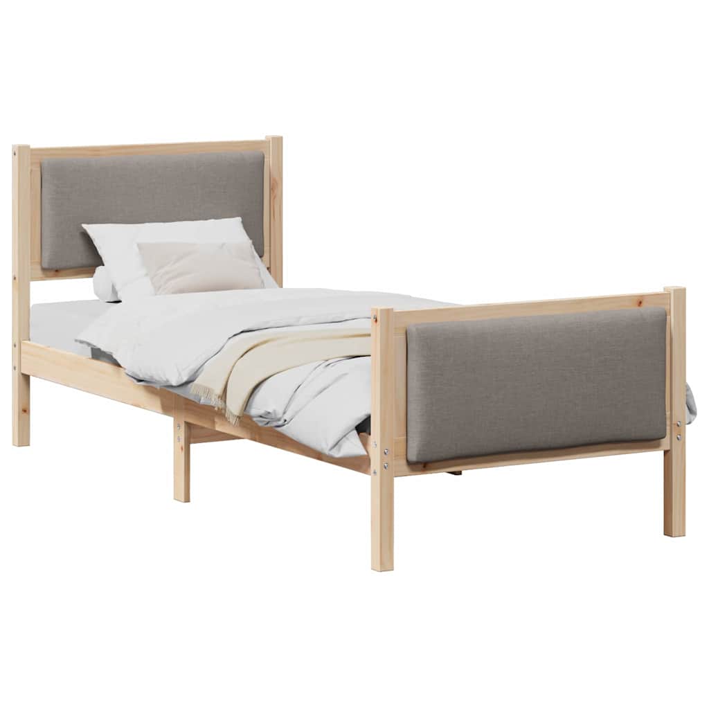Bettrahmen mit Kopfteil Taupe 80 x 200 cm Stoff