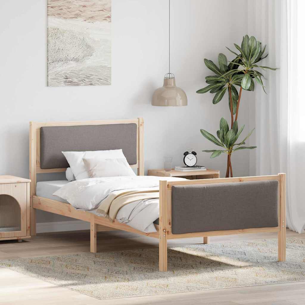 Bettrahmen mit Kopfteil Taupe 90 x 190 cm Stoff