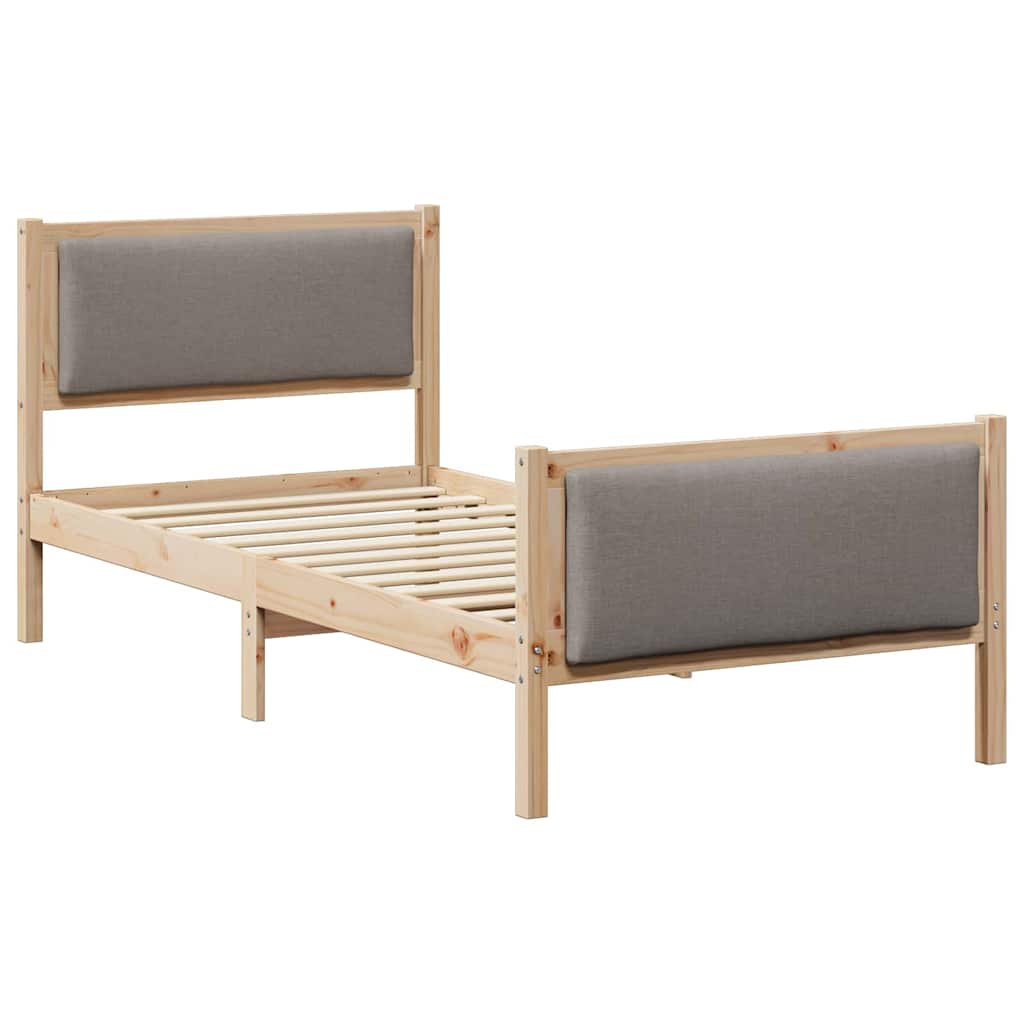 Bettrahmen mit Kopfteil Taupe 90 x 190 cm Stoff