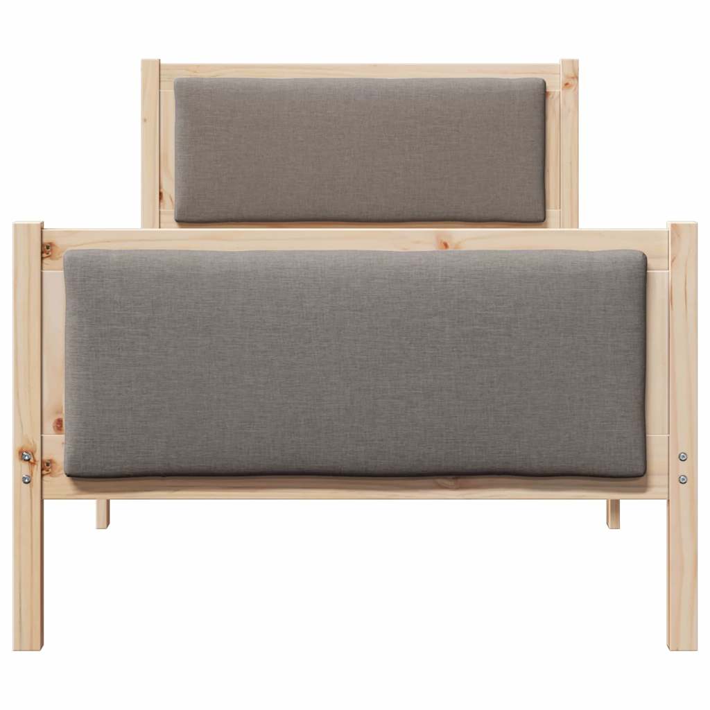 Bettrahmen mit Kopfteil Taupe 90 x 190 cm Stoff