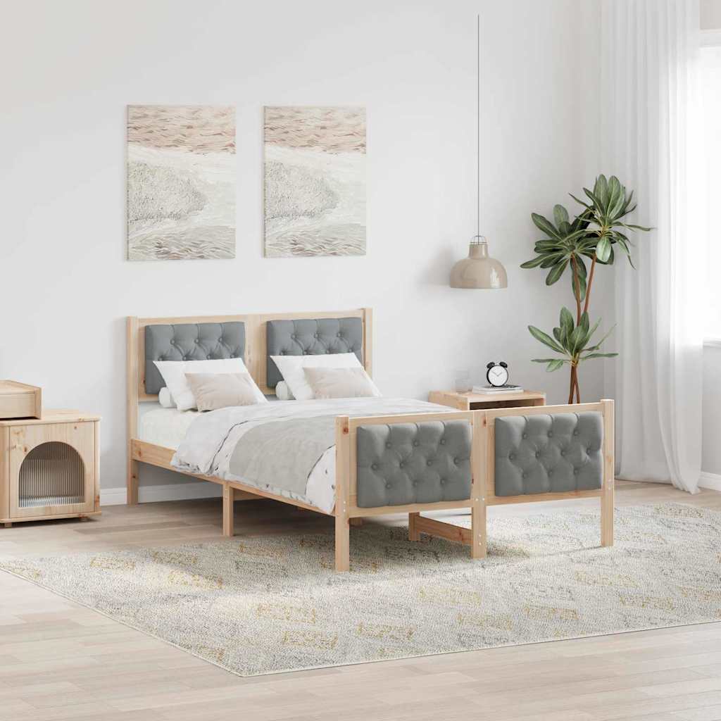 Bettrahmen Hellgrau 135 x 190 cm Massives Kiefernholz