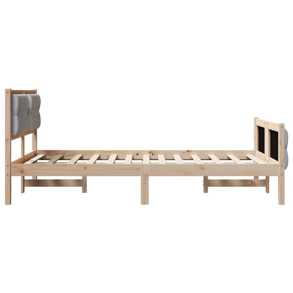Bettrahmen Hellgrau 135 x 190 cm Massives Kiefernholz