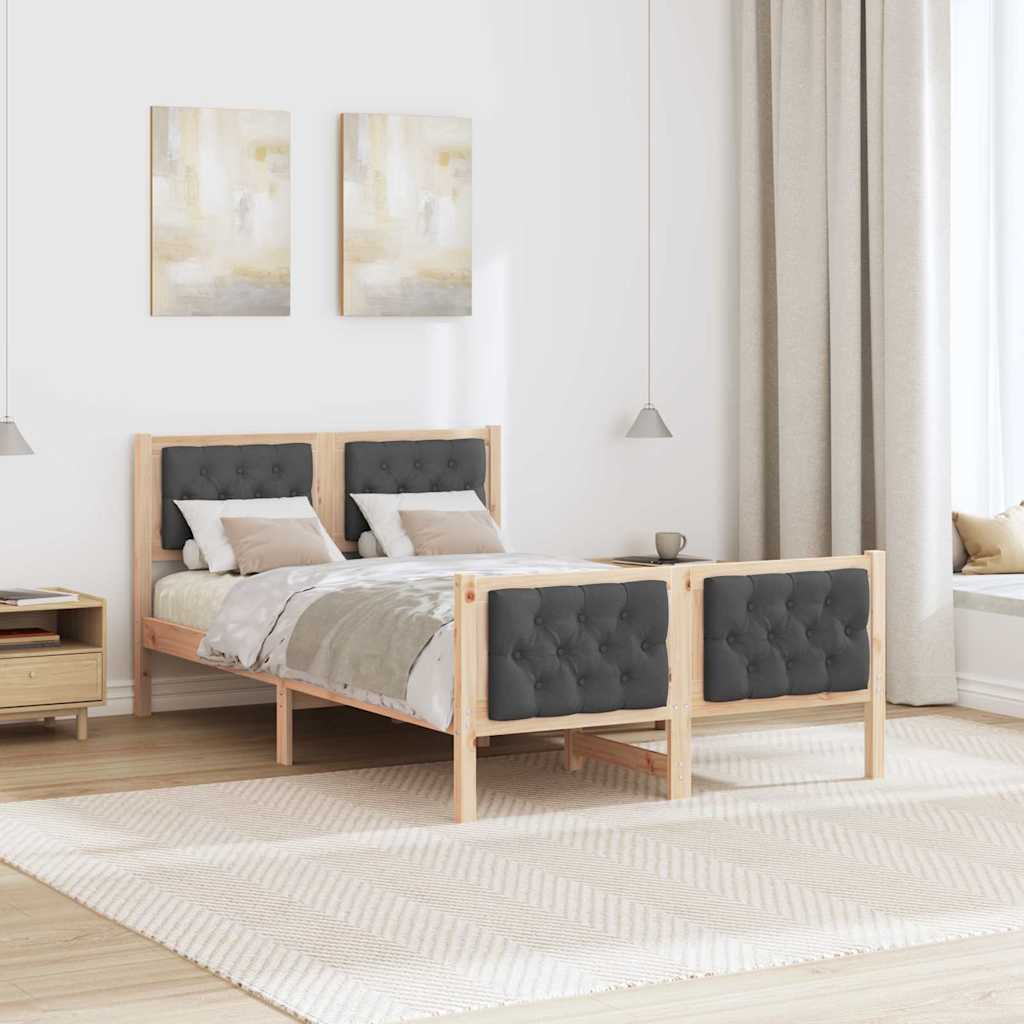 Bettrahmen Dunkelgrau 135 x 190 cm Massives Kiefernholz
