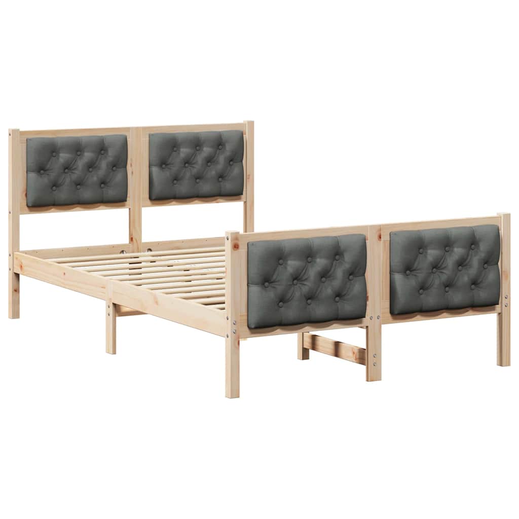 Bettrahmen Dunkelgrau 135 x 190 cm Massives Kiefernholz