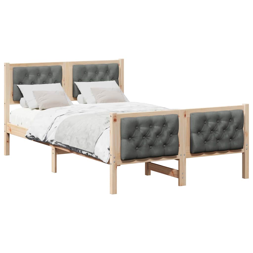 Bettrahmen Dunkelgrau 135 x 190 cm Massives Kiefernholz