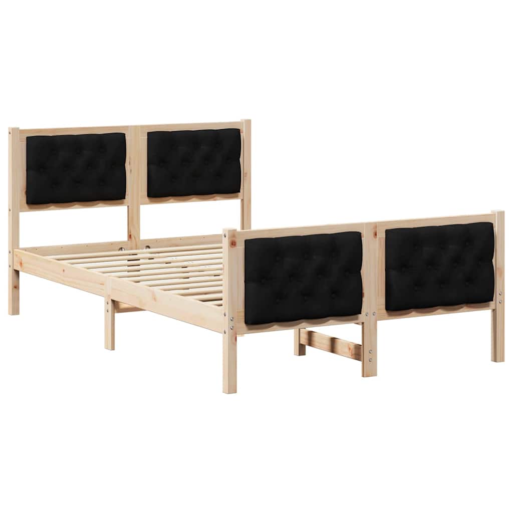 Bettrahmen Schwarz 135 x 190 cm Massives Kiefernholz