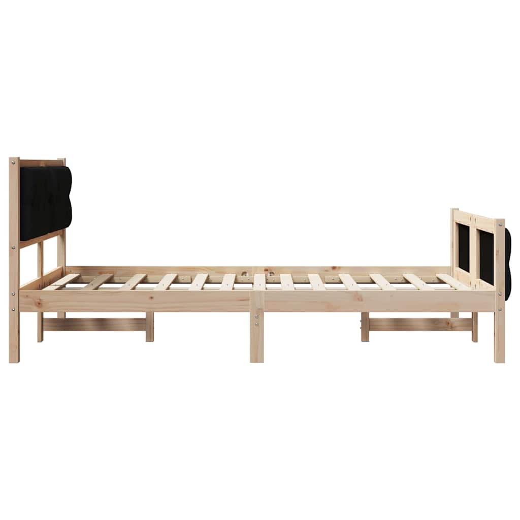 Bettrahmen Schwarz 135 x 190 cm Massives Kiefernholz