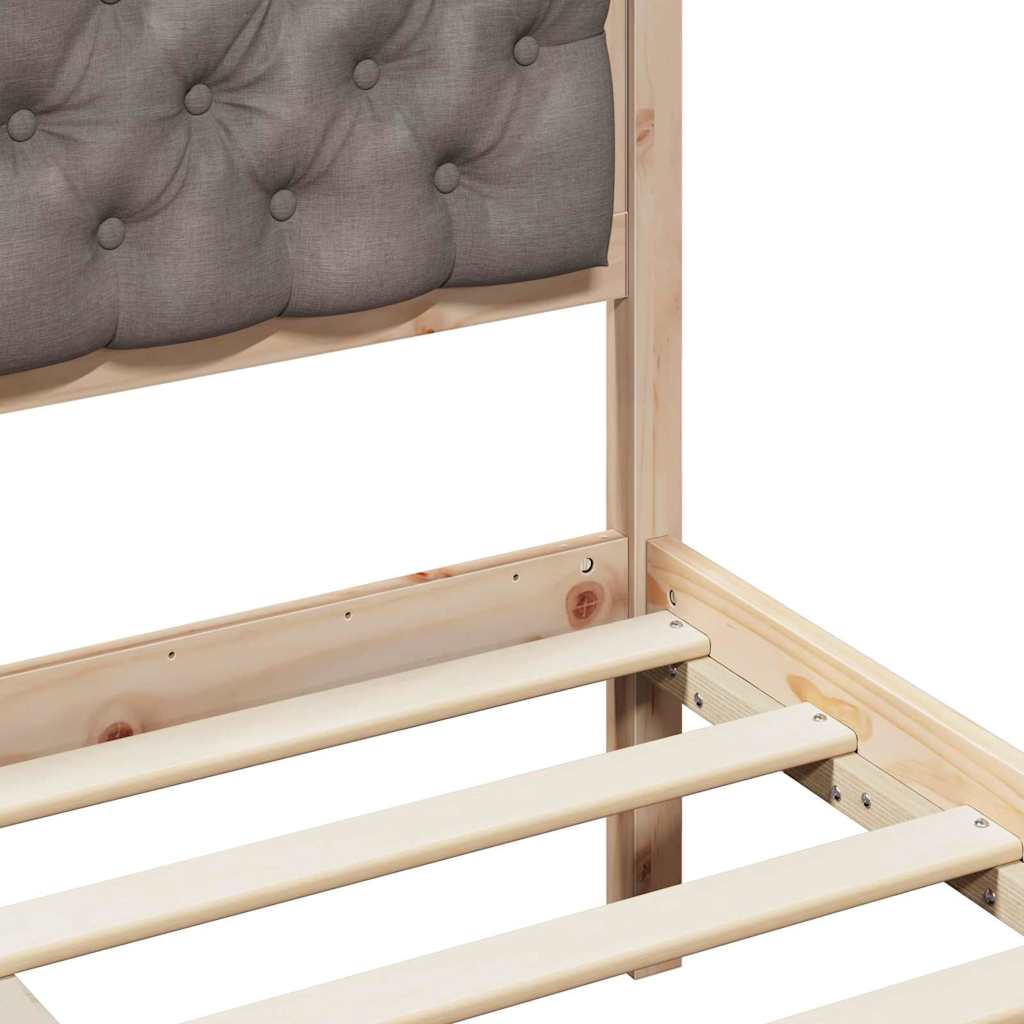 Bettrahmen mit Kopfteil Taupe 135 x 190 cm Massives Kiefernholz