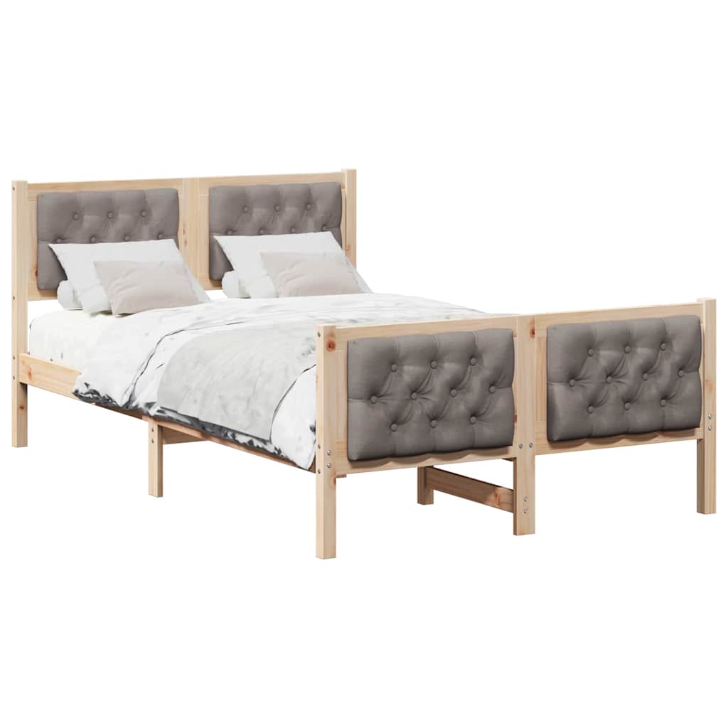 Bettrahmen mit Kopfteil Taupe 135 x 190 cm Massives Kiefernholz