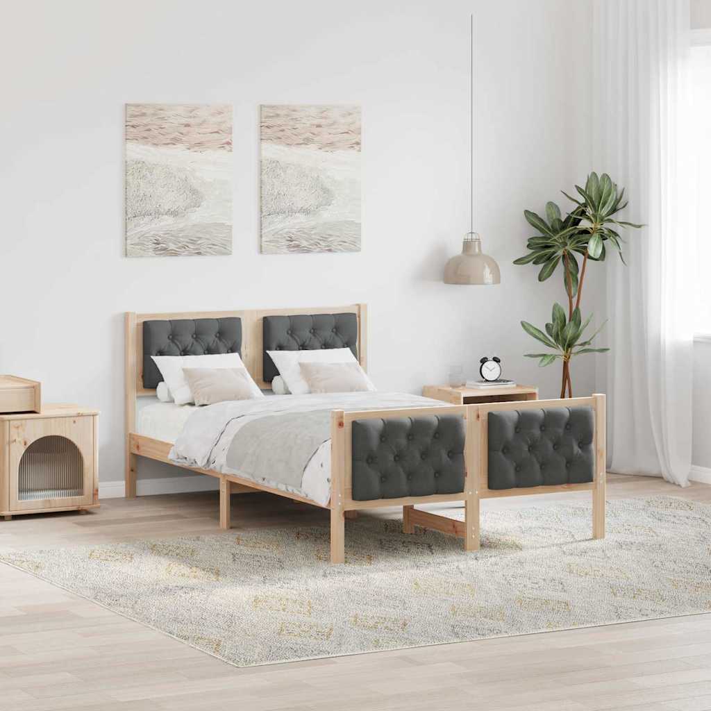 Bettrahmen Dunkelgrau 120 x 190 cm Massives Kiefernholz