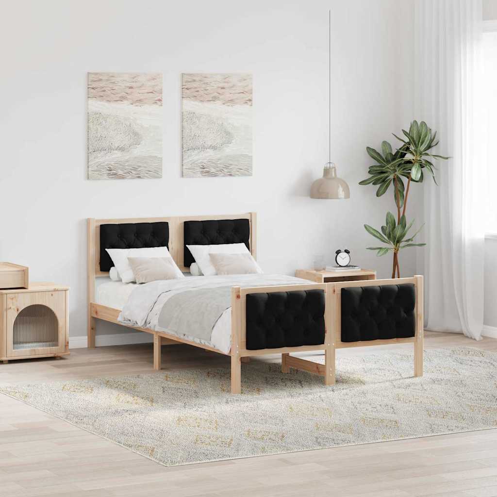Bettrahmen Schwarz 120 x 190 cm Massives Kiefernholz