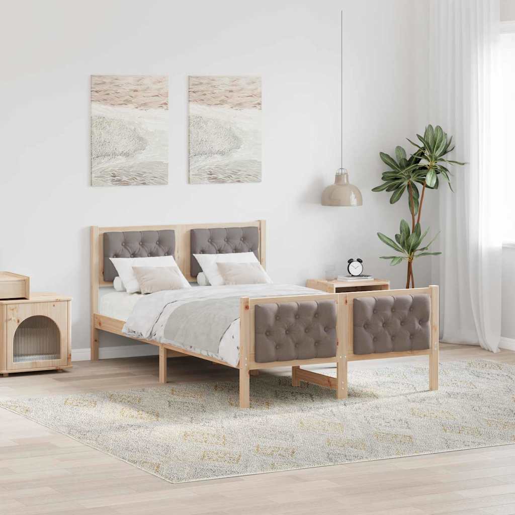 Bettrahmen mit Kopfteil Taupe 120 x 190 cm Massives Kiefernholz