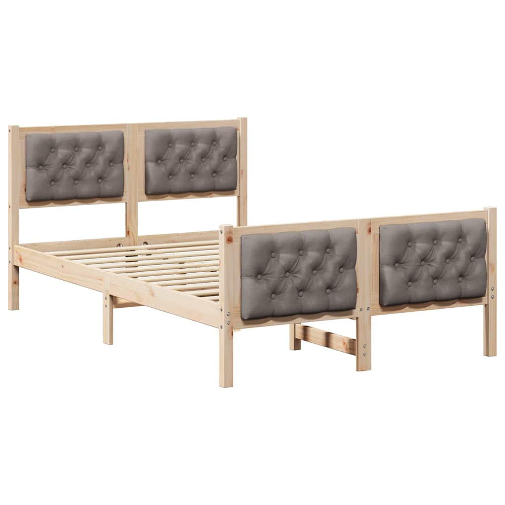 Bettrahmen mit Kopfteil Taupe 120 x 190 cm Massives Kiefernholz