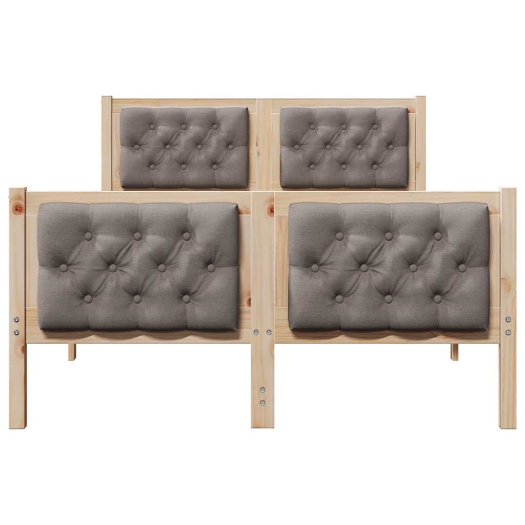 Bettrahmen mit Kopfteil Taupe 120 x 190 cm Massives Kiefernholz