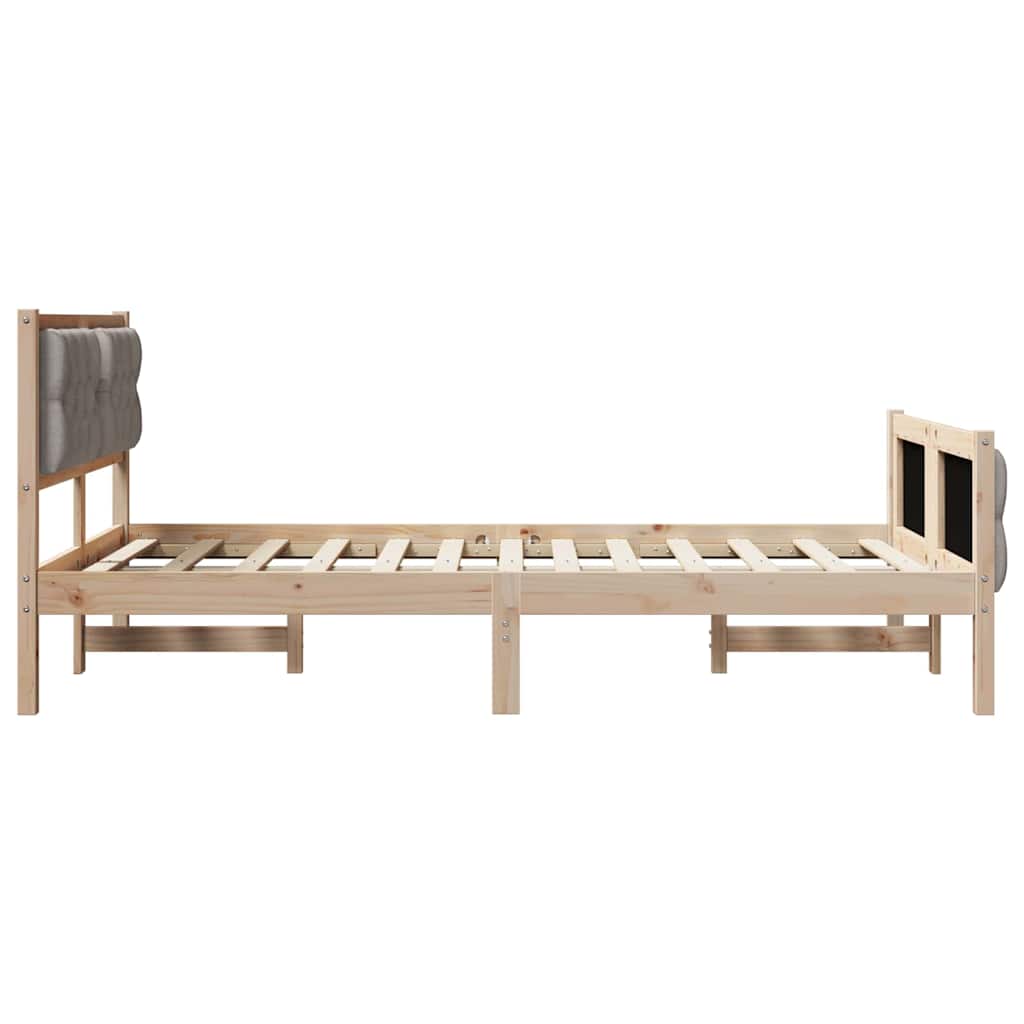 Bettrahmen mit Kopfteil Taupe 120 x 190 cm Massives Kiefernholz