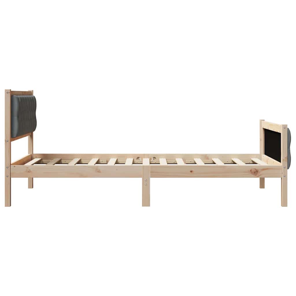 Bettrahmen Dunkelgrau 100 x 200 cm Massives Kiefernholz