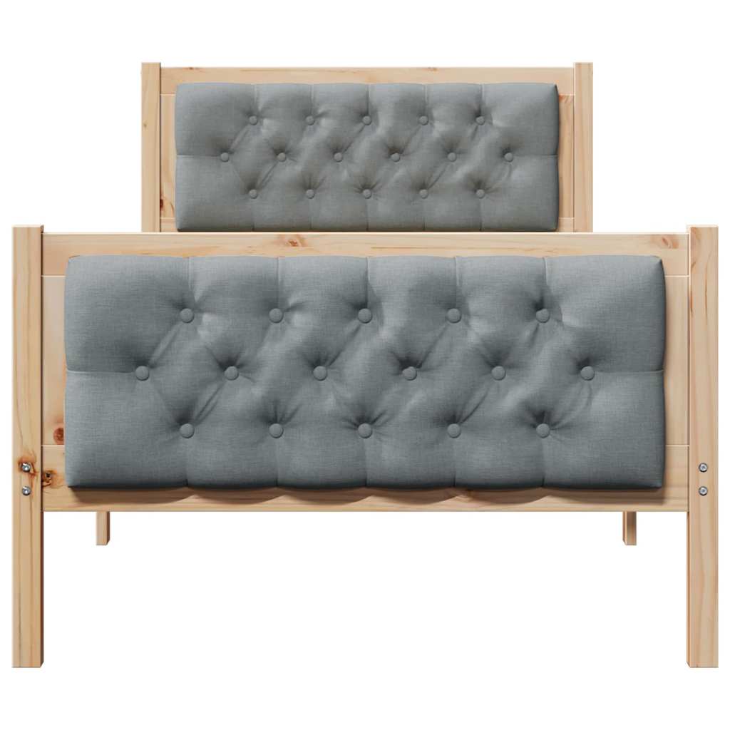 Bettrahmen Hellgrau 90 x 200 cm Massives Kiefernholz