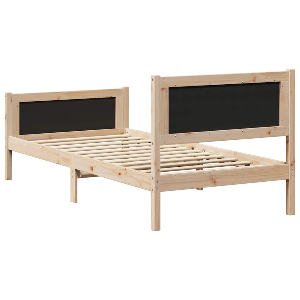 Bettrahmen Dunkelgrau 90 x 200 cm Massives Kiefernholz