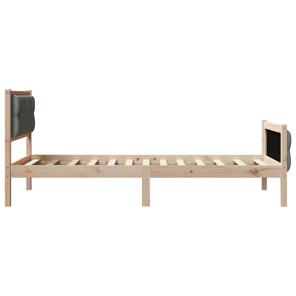 Bettrahmen Dunkelgrau 90 x 200 cm Massives Kiefernholz