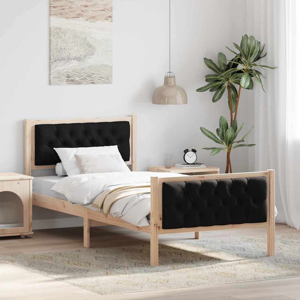 Bettrahmen Schwarz 90 x 200 cm Massives Kiefernholz