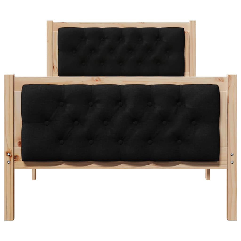 Bettrahmen Schwarz 90 x 200 cm Massives Kiefernholz