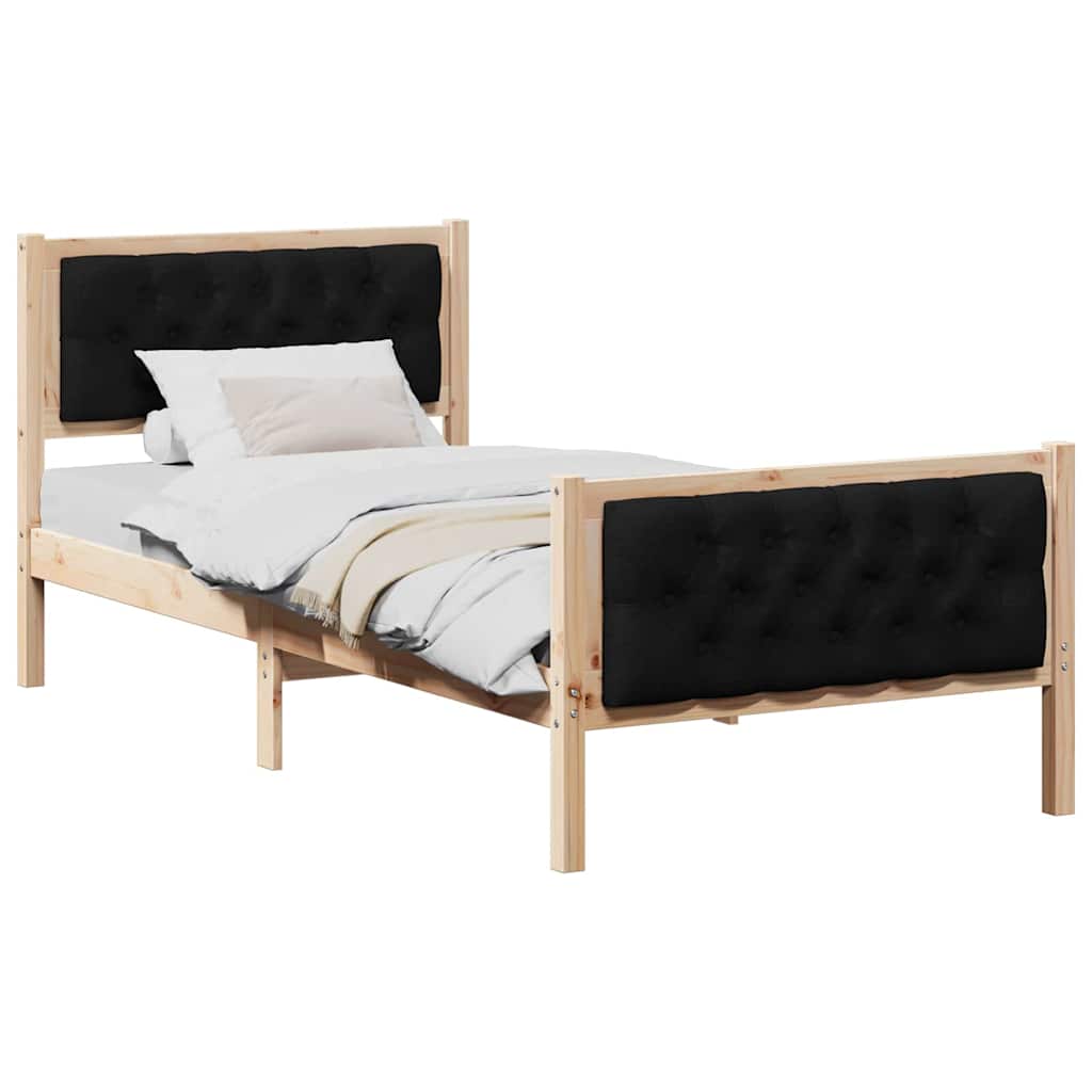Bettrahmen Schwarz 90 x 200 cm Massives Kiefernholz