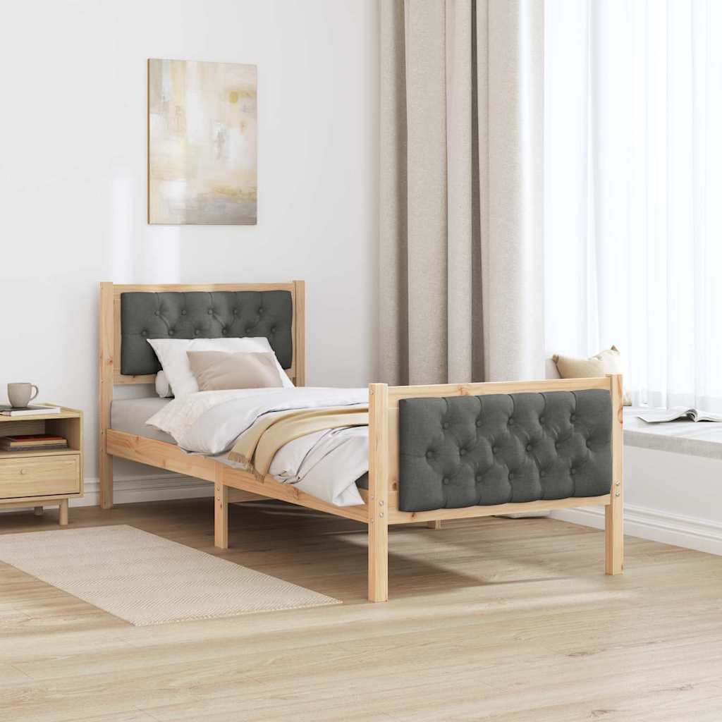 Bettrahmen Dunkelgrau 80 x 200 cm Massives Kiefernholz
