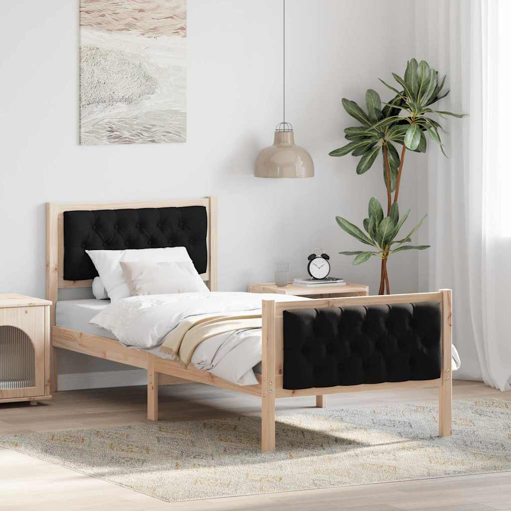 Bettrahmen Schwarz 80 x 200 cm Massives Kiefernholz